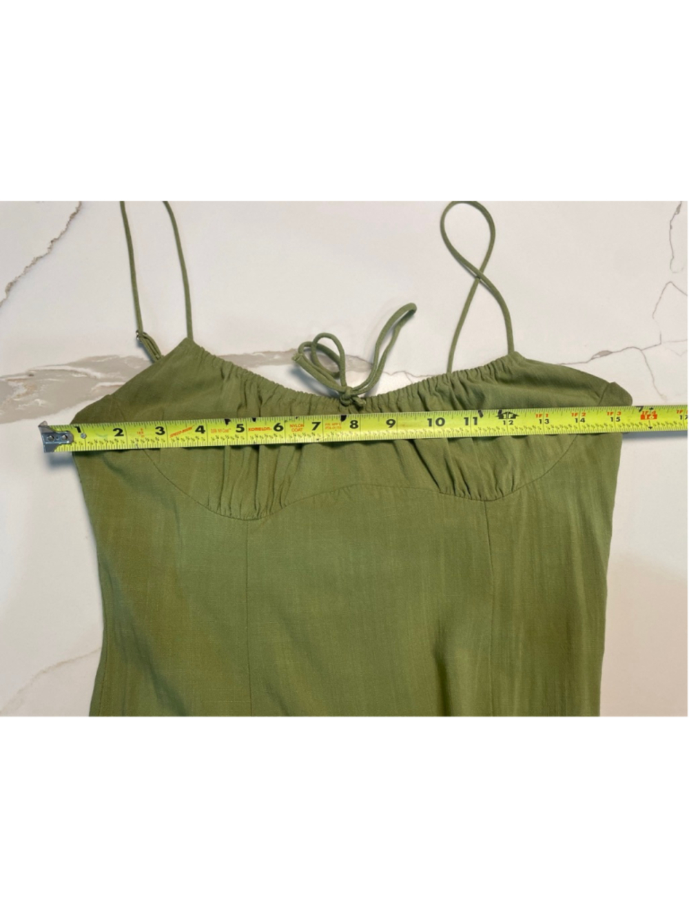 ZARA Green Maxi Dress S Milkmaid Slit Minimalist Feminine - Picture 8 of 9